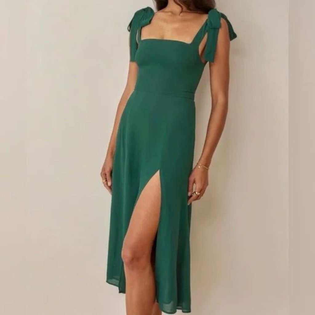 Reformation Twilight Midi Dress Emerald Green